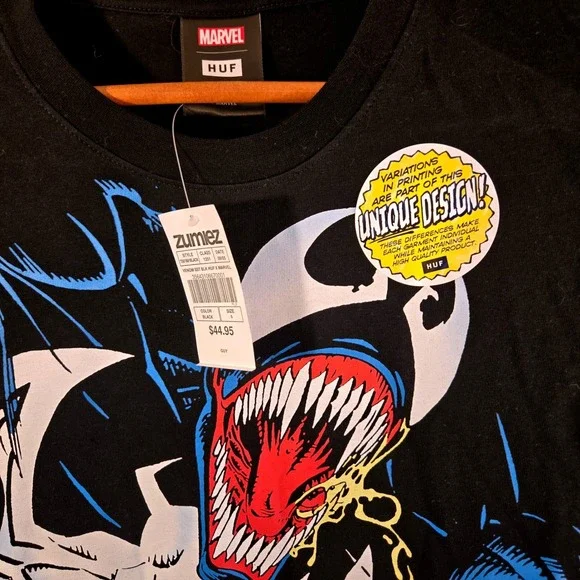 HUF x Marvel Venom All Over Print Black Shirt Mens Small New With Tags - Picture 3 of 9